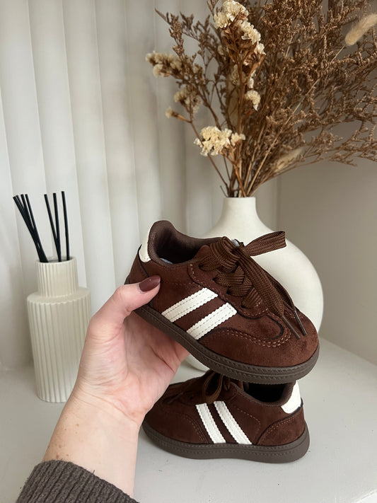 Brown and White Striped Trainers
