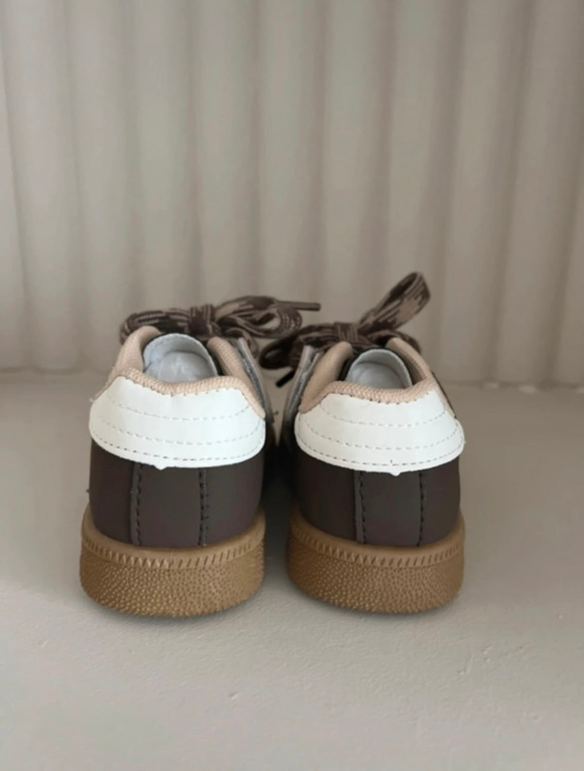 Brown and Beige Striped Toddler Trainers