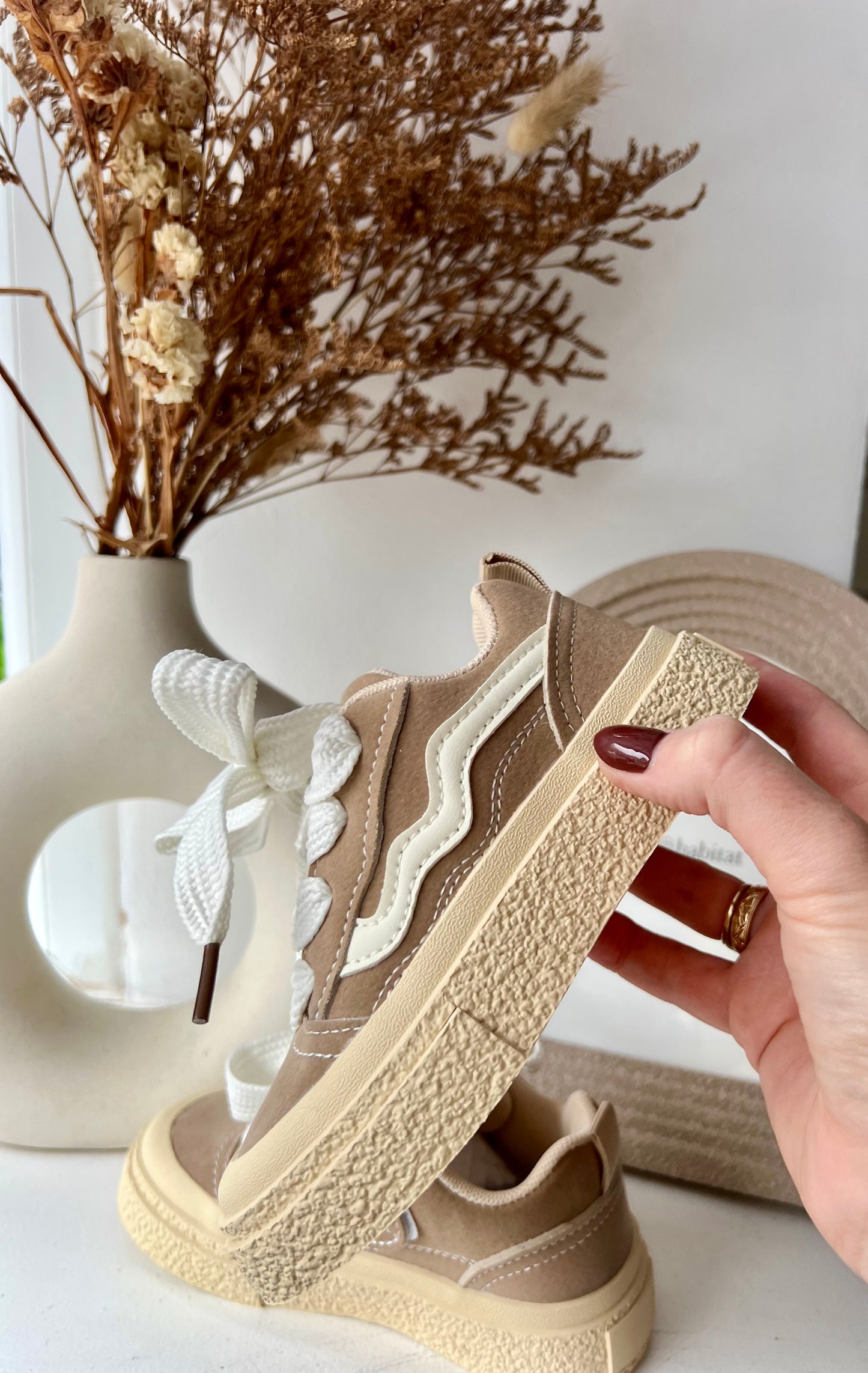 Beige Canvas Style Trainers