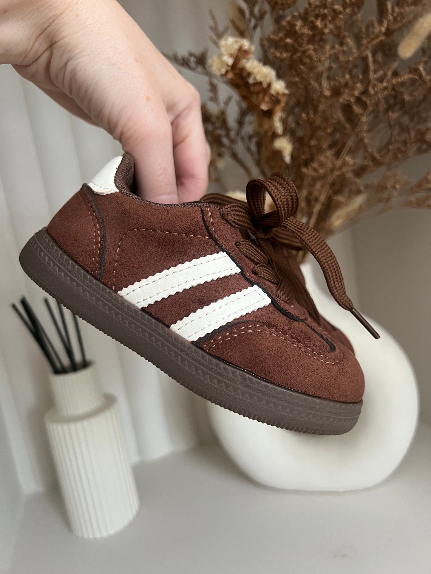 Brown and White Striped Trainers
